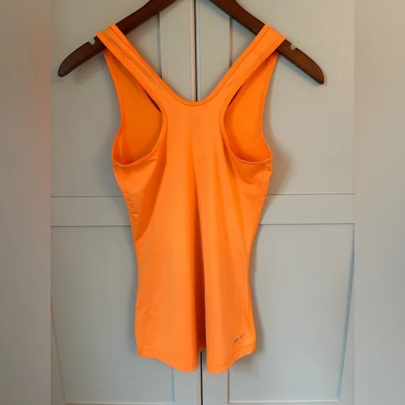 Nike Orange Sleeveless Fitted Tank Top Nike Pro Dri Fit - Picture 4 of 5